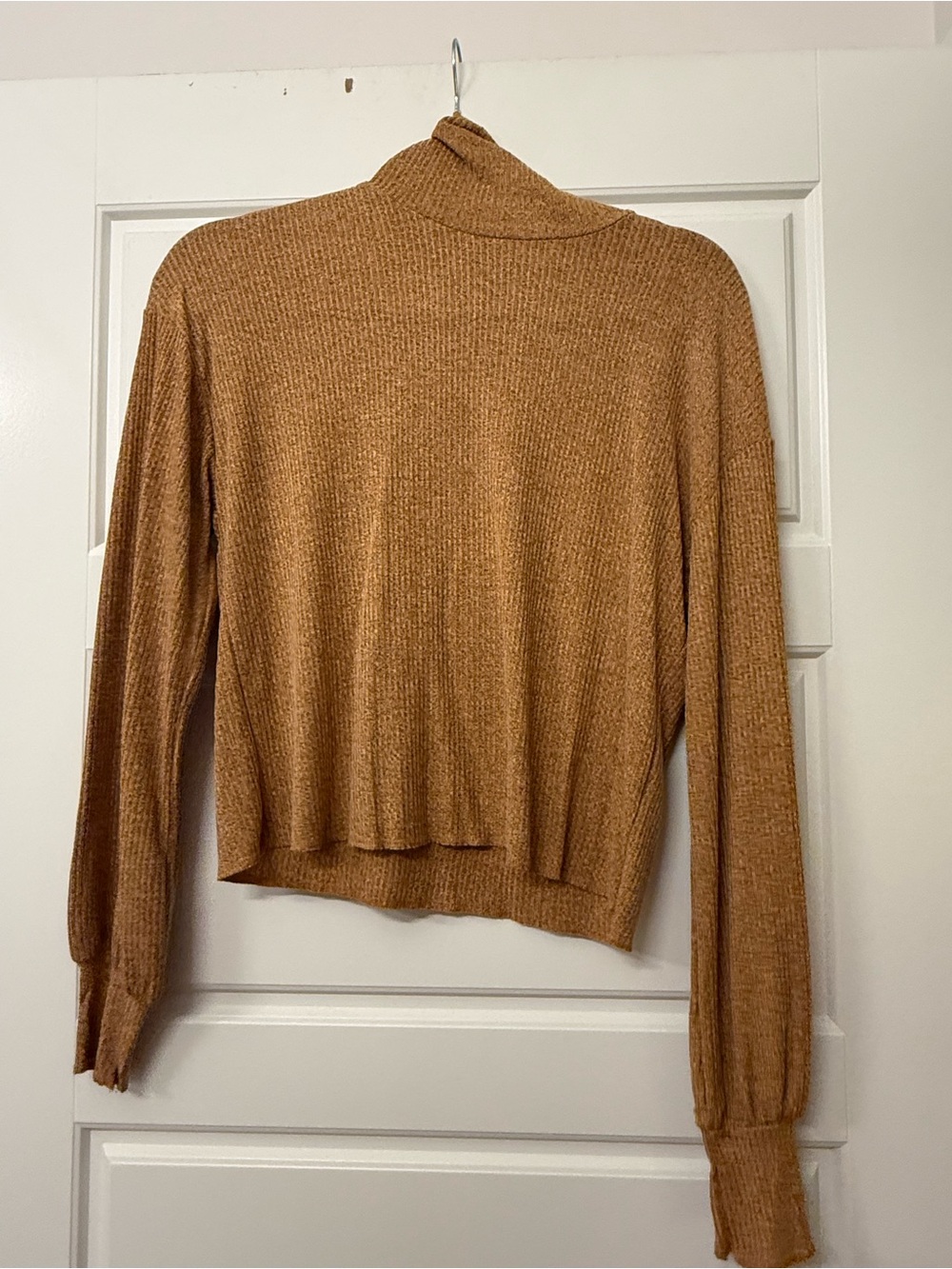 Belle Du Jour Camel Ribbed Turtleneck Sweater